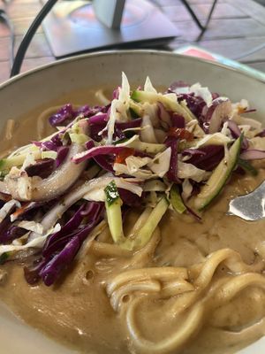 Udon with peanut sauce   at The Serpent Bar and Restaurant in Cairns