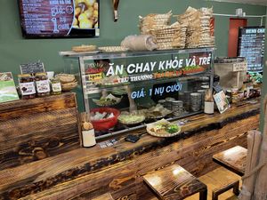 The com chay (vegan rice) counter   at Chay Ngon Hung Phat in Ho Chi Minh City
