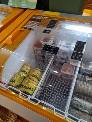 Freezer section at Chay Ngon Hung Phat in Ho Chi Minh City