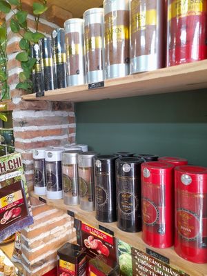 Selection of teas at Chay Ngon Hung Phat in Ho Chi Minh City