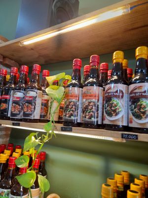 Vegan sauces at Chay Ngon Hung Phat in Ho Chi Minh City