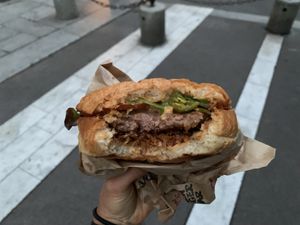 Sorry not the best pic, but it was past 10pm and I was super hungry!! But this is was the “Spicy B.Burger”.  at Vbb House in Paris