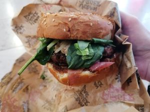 Vegan foie gras burger at Vbb House in Paris