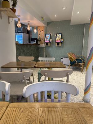 Restaurant seating and ordering kiosk  at Vbb House in Paris