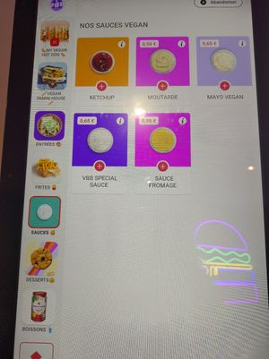 Sauces menu as of September 2024 at Vbb House in Paris