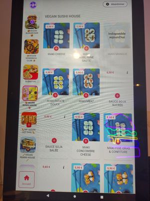 Sushi menu as of September 2024 at Vbb House in Paris