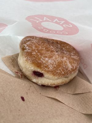 Blackcurrant jam doughnut  at Small Goods in Bristol
