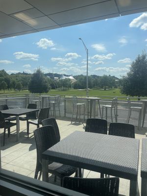 Outdoor and indoor seating availablee  at The Green Deli in Meriden