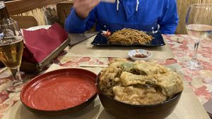 Tempura & rice, Yasai yaki soba  at Mikasa in Barcelona