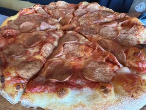 Vegan pepperoni pizza   at Stonework Pizza & Tap in Petaluma