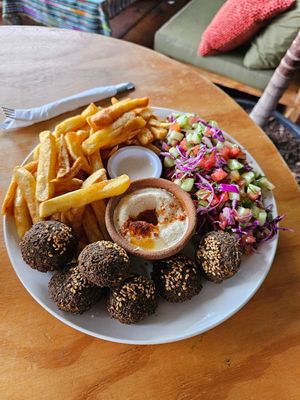 Falafel plate, 65Q at Pita Sabij in San Pedro La Laguna