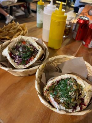Mushroom shawarma and a falafel pita. Good portion size. at Pita Sabij in San Pedro La Laguna