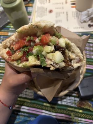 Eggplant pita  at Pita Sabij in San Pedro La Laguna