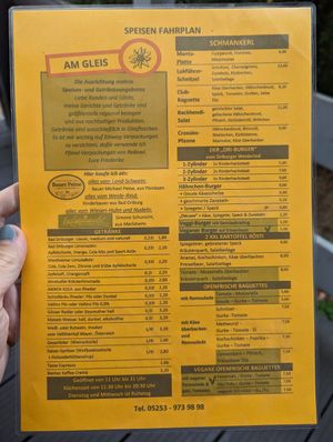 Karte at Bistro am Gleis in Bad Driburg