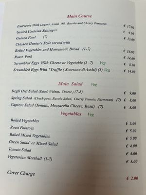 Menu June 2023 at Degli Orti in Assisi