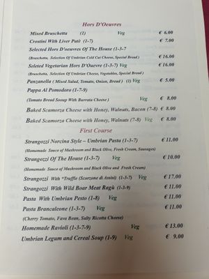 Menu June 2023 at Degli Orti in Assisi