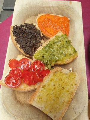 Mixed bruschetta €6.00 at Degli Orti in Assisi