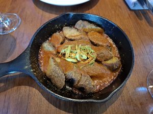 Vegan currywurst at German Gymnasium in North London