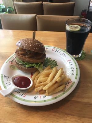 Caramel Apple burger (looks small but was actually quite filling) at PP 99 Cafe in Taipei