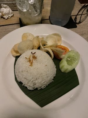 Gado Gado side- rice w/ onion crisps   at Warong Legong in Gianyar