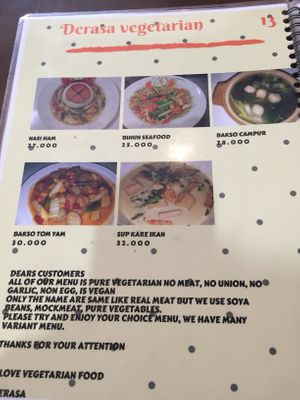 Menu  at I Love Vegetarian Food - De Ra Sa in Tuban