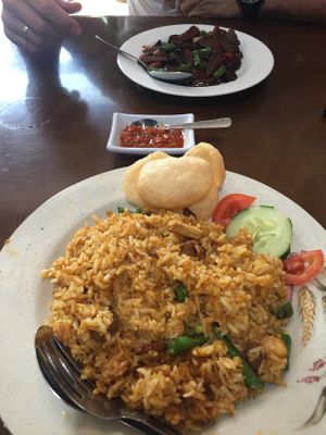 Nasi Goreng Rendang and bebek kecap (?) at I Love Vegetarian Food - De Ra Sa in Tuban