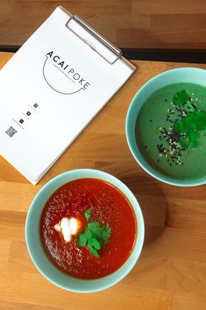 All our soups are vegan and 100% fresh at Acai Poke in Prague