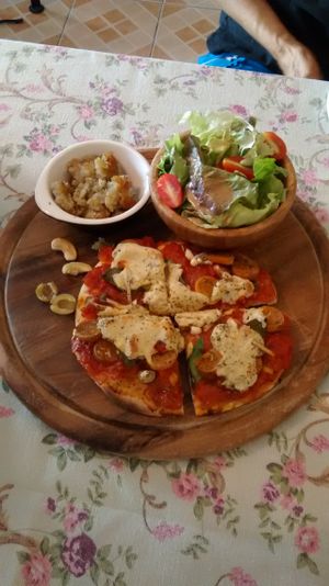 Vegan pizza at Bonita Cafe and Social Club in Bangkok