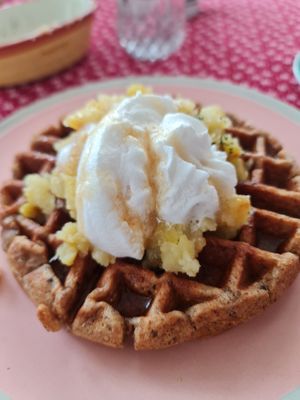 Waffles with German potatoes at Bonita Cafe and Social Club in Bangkok