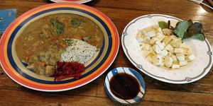 Japanese curry and tofu side at Bonita Cafe and Social Club in Bangkok