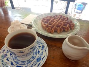 Waffle with cream at Bonita Cafe and Social Club in Bangkok