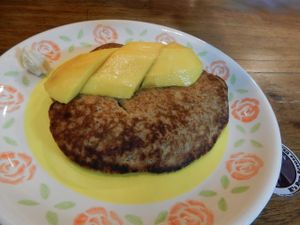 Pancake with mango at Bonita Cafe and Social Club in Bangkok