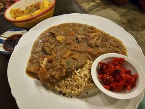 Love the home-made chillie with this curry rice at Bonita Cafe and Social Club in Bangkok