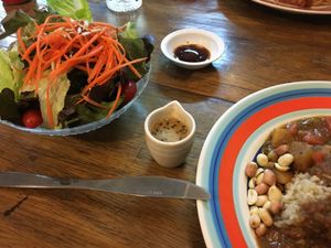 Salad with black sesame dressing (refined sugar free and oil free) at Bonita Cafe and Social Club in Bangkok