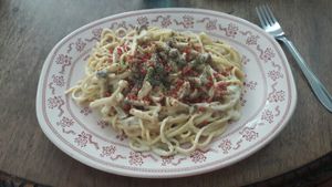 Carbonara XL (330 baths) at Bonita Cafe and Social Club in Bangkok