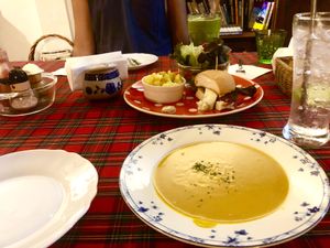 Delicious Teriyaki Burger & Veggie Soup  at Bonita Cafe and Social Club in Bangkok