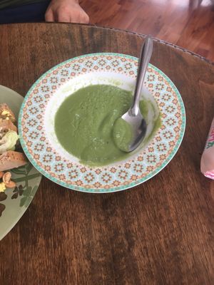 Creamy spinach soup at Bonita Cafe and Social Club in Bangkok