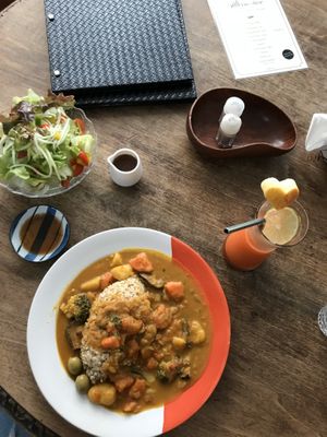Rice with vegetables and spicy sauce at Bonita Cafe and Social Club in Bangkok