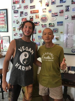 Mr K posing for a fa at Bonita Cafe and Social Club in Bangkok