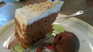 capt cake and a chocolate truffle at Bonita Cafe and Social Club in Bangkok