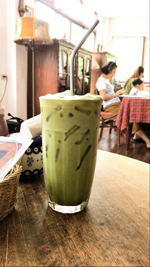 Iced green tea latte at Bonita Cafe and Social Club in Bangkok