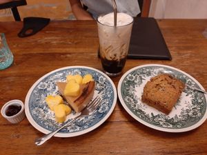 Cheesecake, carrot cake and caramel latte at Bonita Cafe and Social Club in Bangkok