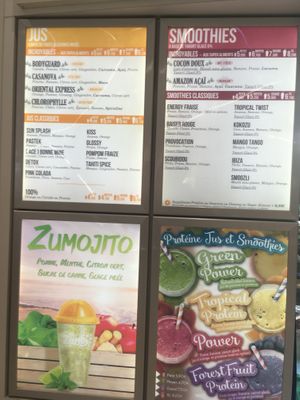 Menu at Zumo Smoothies Bar - Etoile Shopping Center in Nice