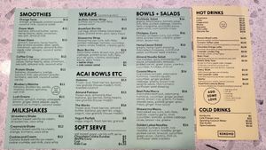 Menu (excluding pastries and grocery items), as of May 2023.  at Kokomo  in Port Moody