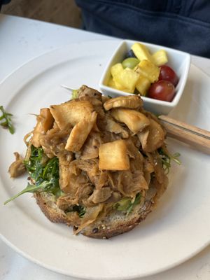 Mushroom toast with avocado added!  at Flora Jeans in Little Rock