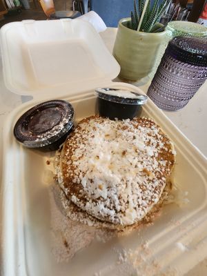 Wildberry pancakes (vegan and gluten free) at Flora Jeans in Little Rock