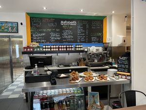 View of the counter at MaRobert’s, showing the menu.  at MaRobert's in Edinburgh