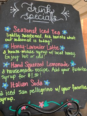 Drink specials  at Bella Gelato & Pastries in Harrisonburg