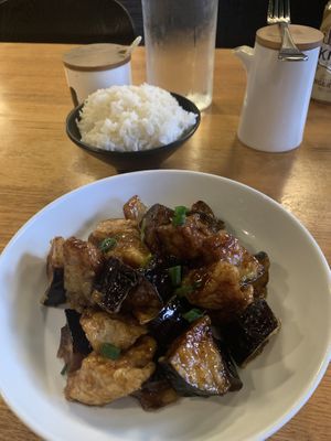 Eggplant and tofu curry  at Mr Rice in Cooks Hill
