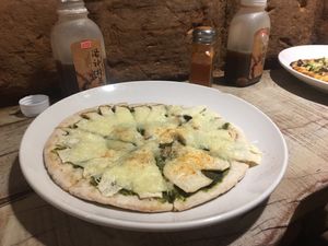 Pesto & king oyster mushroom with vegan cheese  at So Free Pizza - Ximen in Taipei